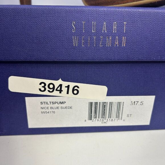 Stuart Weitzman Stilts Platform Pumps Suede leather ladies 7.5 nice blue shoes - Picture 6 of 14